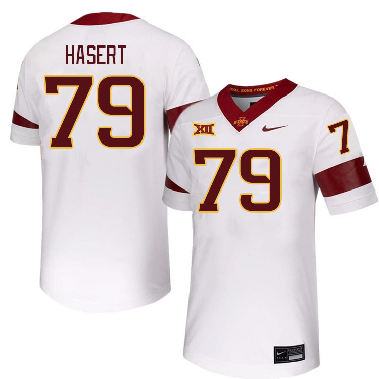 Men #79 Deylin Hasert Iowa State Cyclones College Football Jerseys Stitched-White